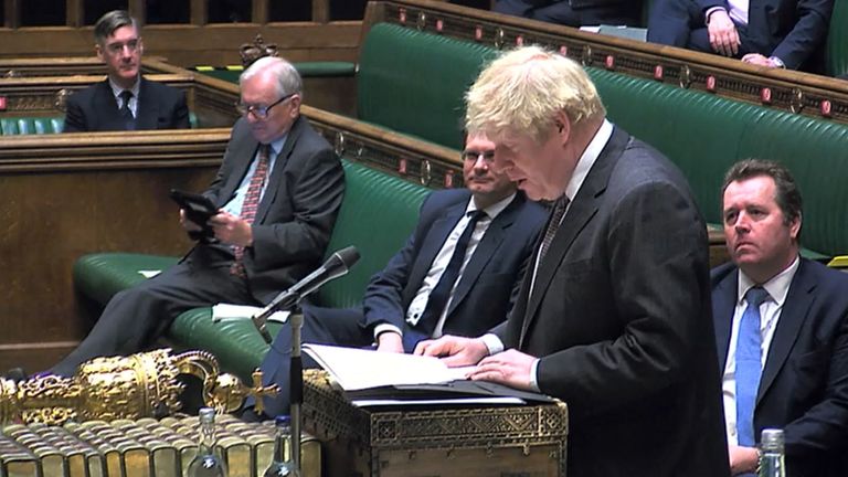 Prime Minister Boris Johnson during the debate in the House of Commons on the EU (Future Relationship) Bill.