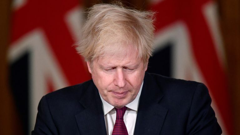 Prime Minister Boris Johnson speaks during a news conference in response to the ongoing situation with Covid-19) pandemic, at 10 Downing Street, London.

