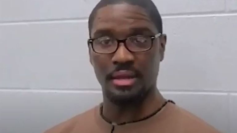 Brandon Bernard during a video in which he apologises to the victims of his crime