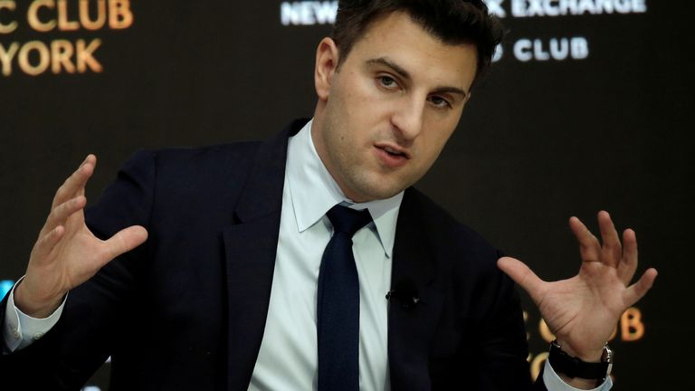 Brian Chesky, CEO and Co-founder of Airbnb, speaks to the Economic Club of New York at a luncheon at the New York Stock Exchange (NYSE) in New York, U.S. March 13, 2017.