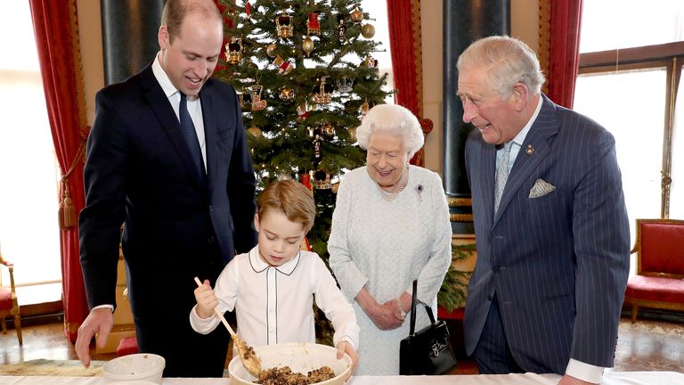 Four generations of the Royal Family mixed the Christmas puddings last year