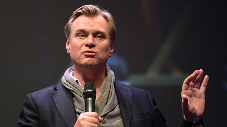 Christopher Nolan speaks at the Outstanding Directors Award Sponsored by The Hollywood Reporter during The 33rd Santa Barbara International Film Festival at Arlington Theatre on February 6, 2018 in Santa Barbara, California.
