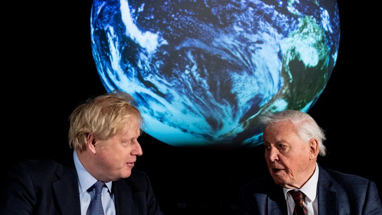 File photo dated 04/02/20 of Prime Minister Boris Johnson (left) and Sir David Attenborough during the launch of the next COP26 UN Climate Summit at the Science Museum, London. December 13th 2020 marks the first anniversary of Mr Johnson&#39;s General Election win.