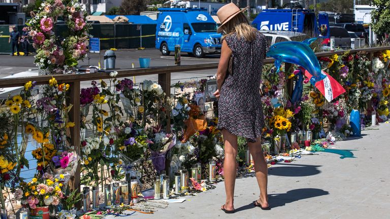 Flowers and messages left in memory of the victims