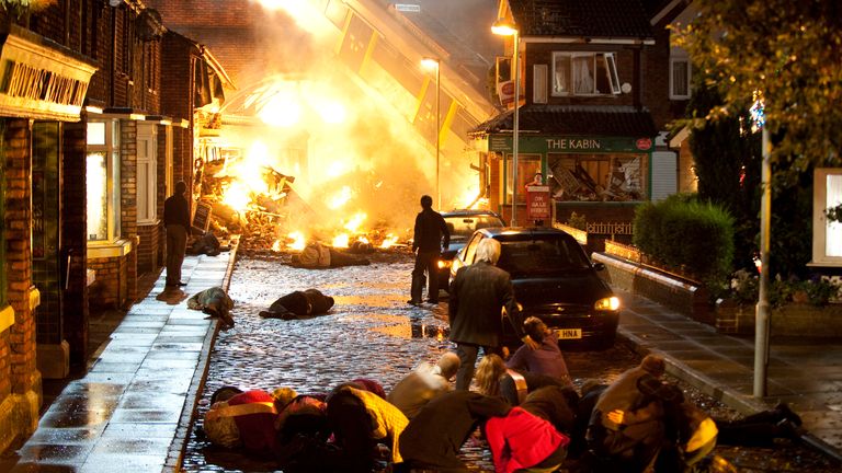 Coronation Street marked its 50th anniversary with a huge tram crash and a live episode in 2010. Pic: ITV