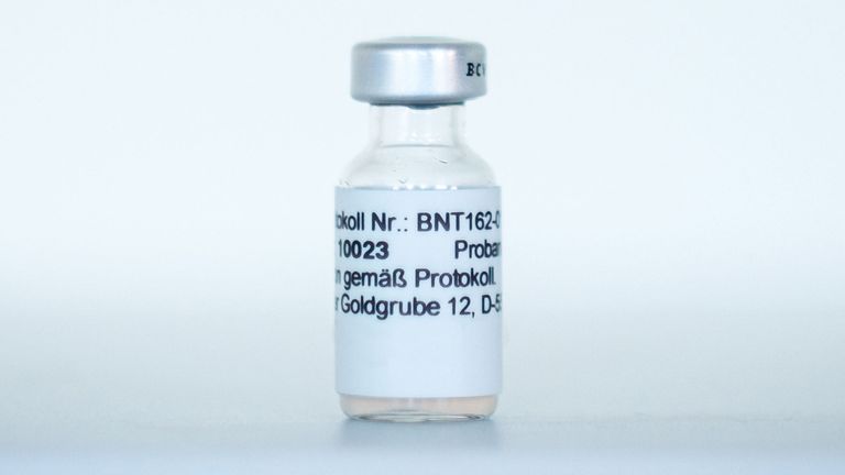 A vial of a coronavirus vaccine produced by BioNTech
