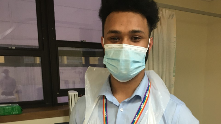 Pharmacist Abdul Basit, 23, has been training all day at the city&#39;s Royal Victoria Infirmary to give some of the first doses in the north of England tomorrow.