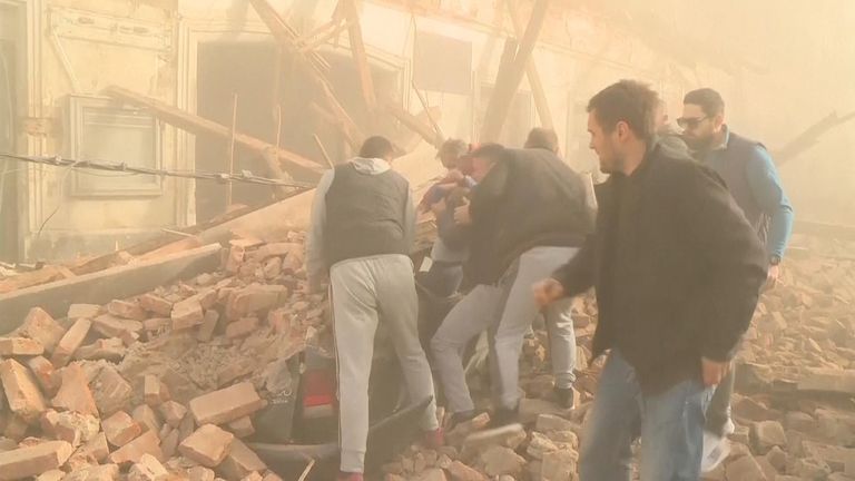 Young boy pulled from rubble after earthquake hits Croatia. 