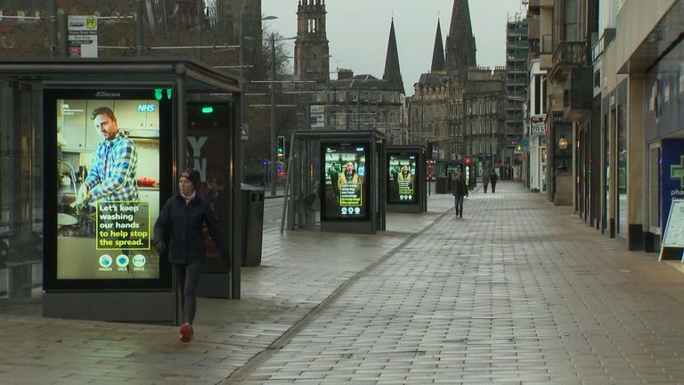 Even usually busy streets in Edinburgh were deserted