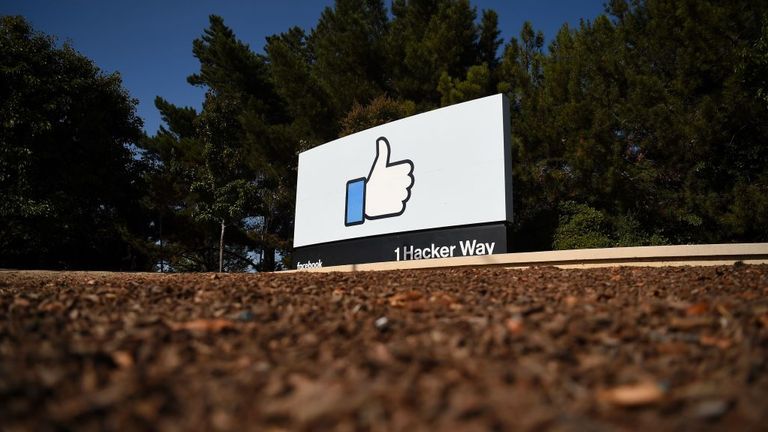 The Facebook "like" sign is seen at Facebook&#39;s corporate headquarters campus in Menlo Park, California, on October 23, 2019. (Photo by Josh Edelson / AFP) (Photo by JOSH EDELSON/AFP via Getty Images)
