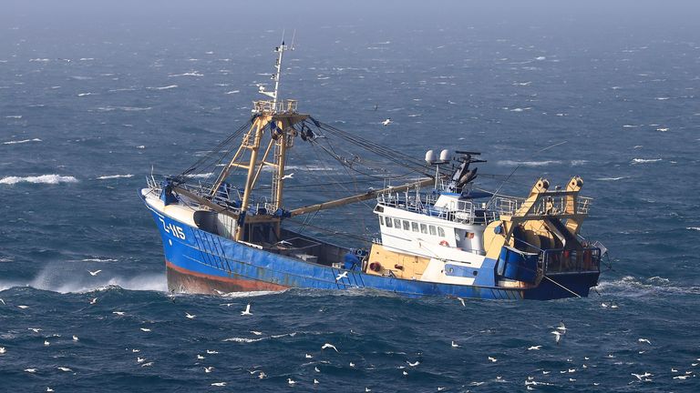 A fishing boat at work in the English Channel