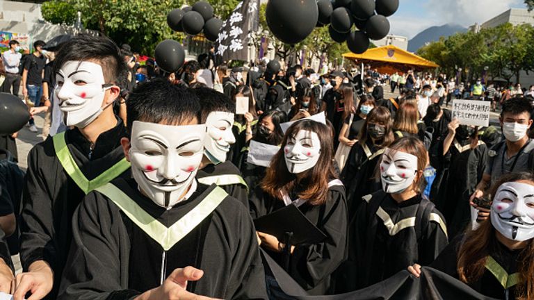 A large group of students protested during their graduation last month