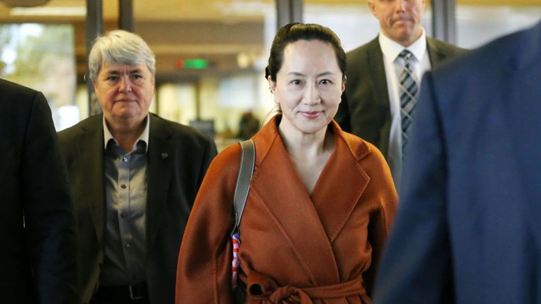 VANCOUVER, BC - SEPTEMBER 23: Huawei Technologies Co. Chief Financial Officer Meng Wanzhou leaves the British Columbia Superior Courts at lunch hour on September 23, 2019 in Vancouver, Canada. Meng was arrested by Canadian authorities last December on fraud charges and faces extradition to the United States. (Photo by Karen Ducey/Getty Images) 