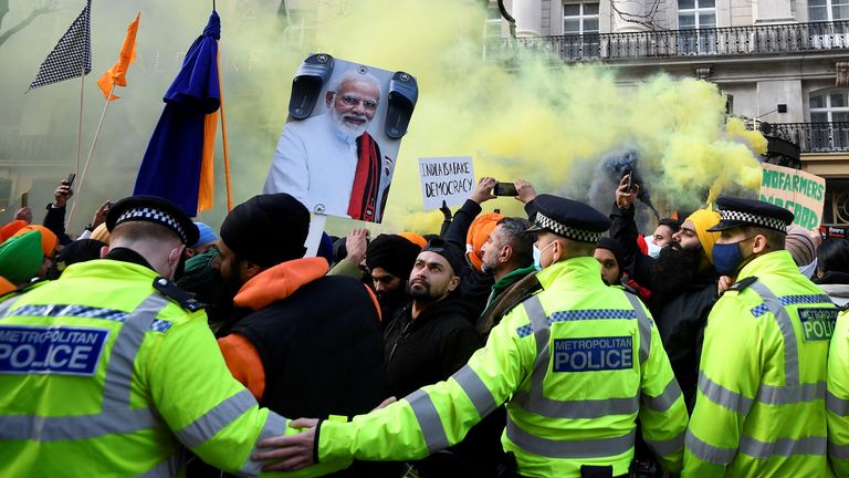 London also saw large protests last weekend outside the Indian High Commission