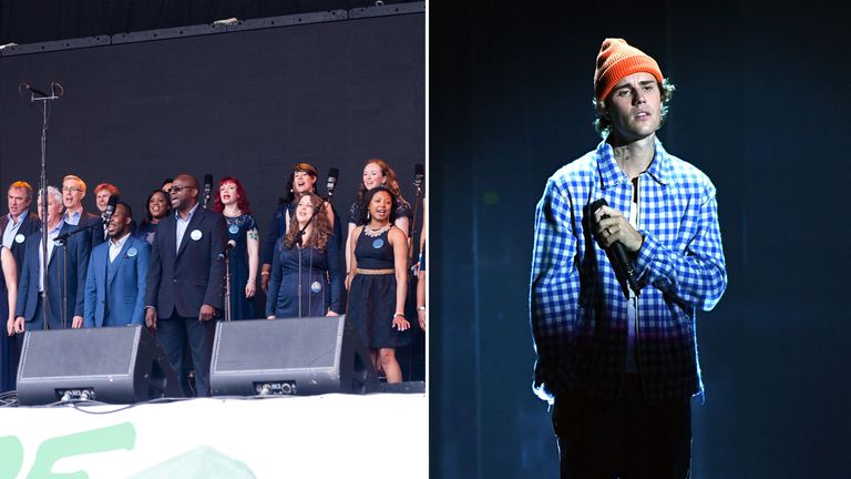 The NHS Choir and Justin Bieber have teamed up in a bid to nab the Christmas number one