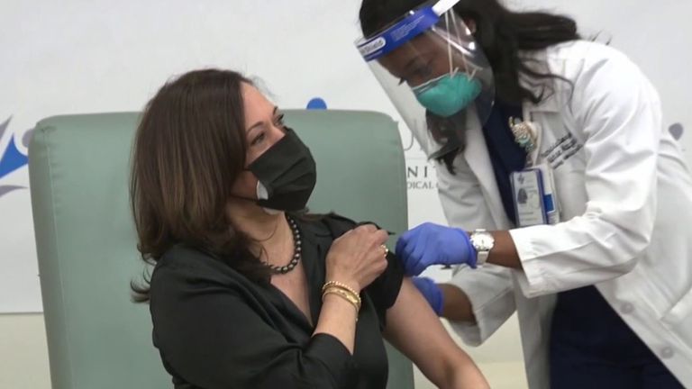 Kamala Harris receives coronavirus vaccine