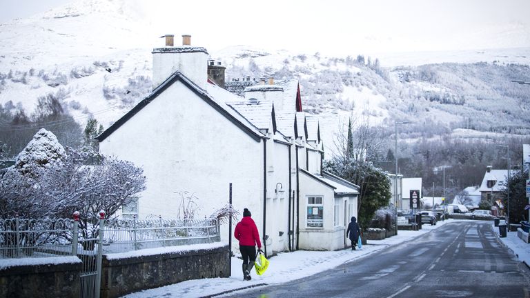 Snow in Killin, Stirlingshire, on Sunday