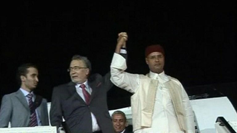 Abdel Basset al-Megrahi (L)