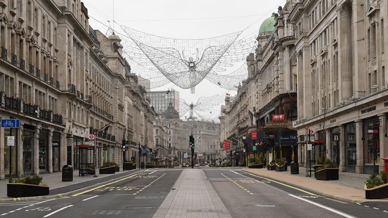 An empty Regent Street in London