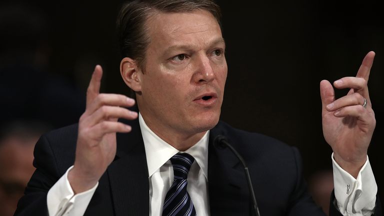 Kevin Mandia, CEO of FireEye, testifies before the Senate Intelligence Committee March 30, 2017 in Washington, DC