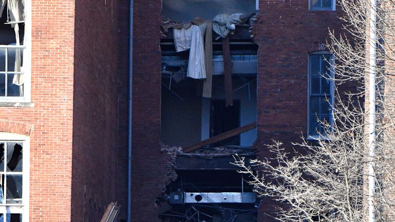 A damaged building near the site of the explosion