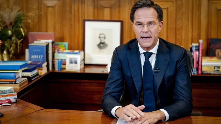 Prime Minister Mark Rutte holds a televised address