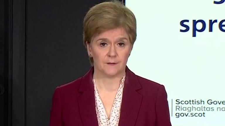 First Minister of Scotland Nicola Sturgeon announces a increase in virus restrictions. 