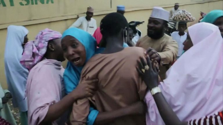 Tears of joy as parents hug freed Nigerian schoolboys