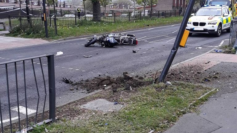 Josh Molloy was thrown from his bike onto a lamp post