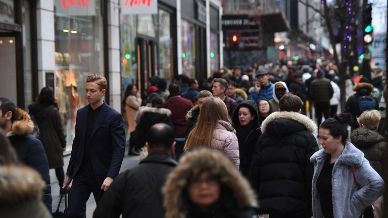 Nearby Oxford Street was packed with shoppers on Boxing Day in 2019