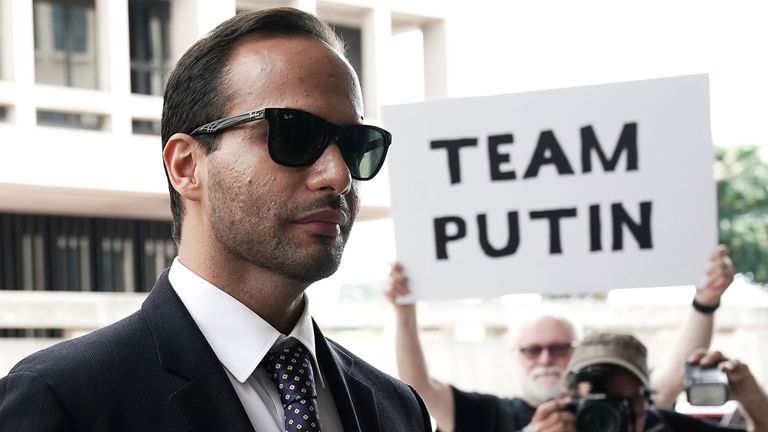 WASHINGTON, DC - SEPTEMBER 07:  Former Trump Campaign aide George Papadopoulos arrives with his wife Simona Mangiante at the U.S. District Court for his sentencing hearing September 7, 2018 in Washington, DC. Papadopoulos has pleaded guilty last year for making a "materially false, fictitious and fraudulent statement" to investigators during FBI..s probe of Russian interference during the 2016 presidential election.  (Photo by Alex Wong/Getty Images)