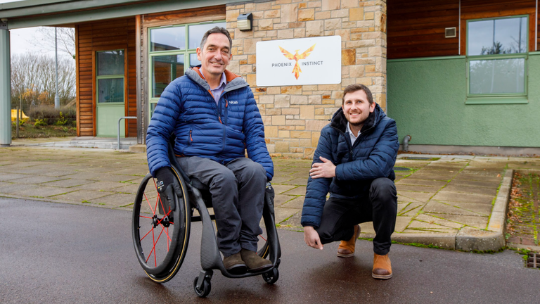 Andrew Slorance (left) invented the new wheelchair design