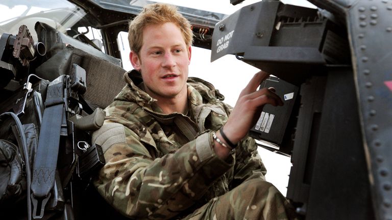 Prince Harry in the cockpit of a helicopter while at Camp Bastion, Afghanistan, 2012