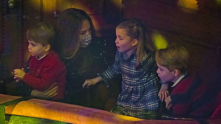 The Duchess of Cambridge in the royal box with her three children