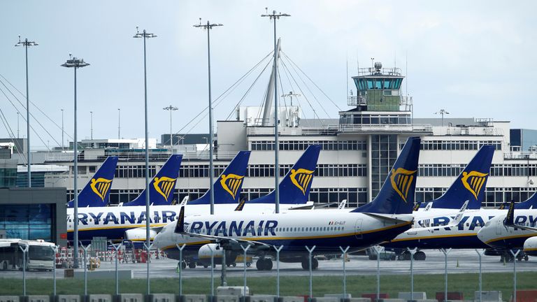 Ryanair planes at Dublin Airport