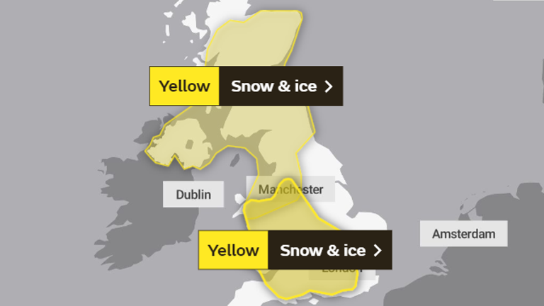 Snow and ice warnings for much of UK