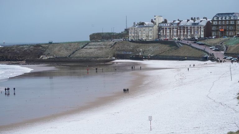 On Christmas Eve the Northeast coast was covered in snow on Tynemouth Beach