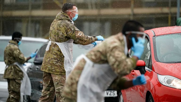 Soldiers worked at a &#39;pop up&#39; testing centre in Macclesfield in April