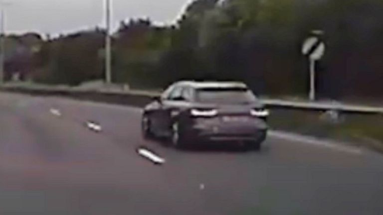 Maeteusz Kryskow speeding in his Audi A6 on the A27 near Lewes. Pic: Sussex Police