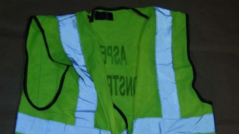 Undated brochure photo issued by the Crown Prosecution Service (CPS) of a high-visibility jacket found by police at Stephen O'Rourke's home.  O'Rourke has been convicted at London's Old Bailey of the revenge killing of Rocky Djelal on Halloween near a playground in Southwark Park in South London in broad daylight on October 31, 2018.