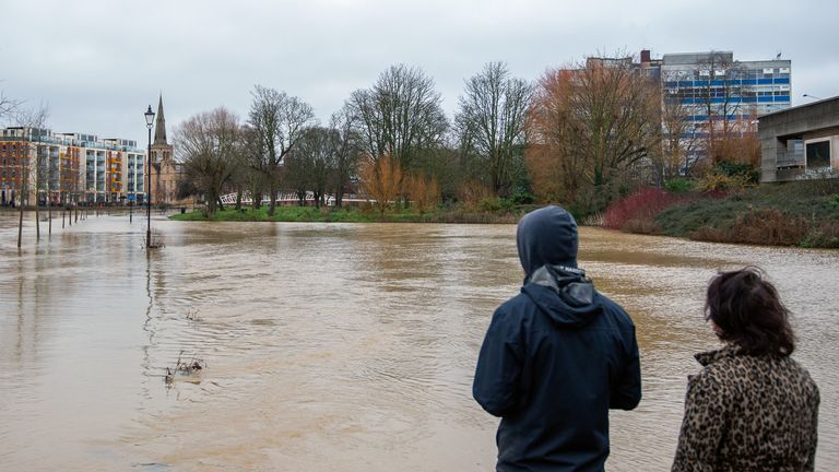 Flooding in Bedford, where the River Great Ouse has burst its banks