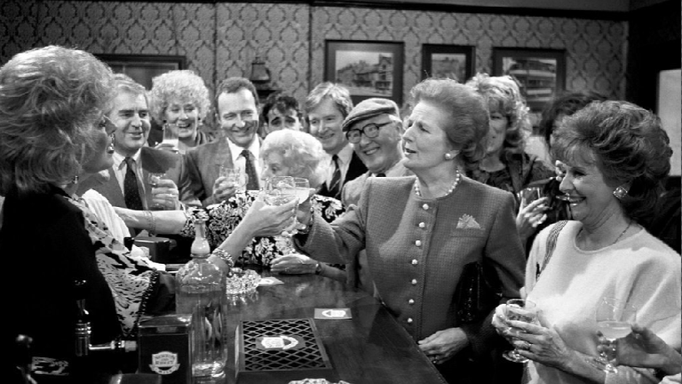 Margaret Thatcher visited the set of the soap in 1990