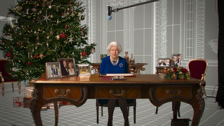 The Queen will reveal what she and Philip have been up to in lockdown and speak about her thoughts on Prince Harry and Meghan Markle&#39;s move to the US. Pic: Channel 4