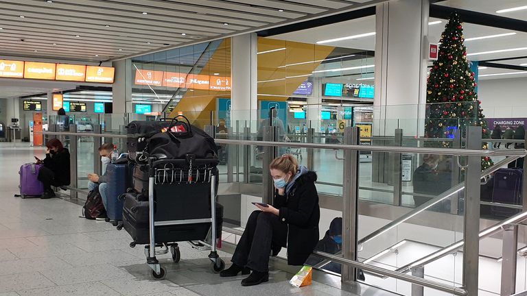 Passengers at Gatwick Airport in West Sussex