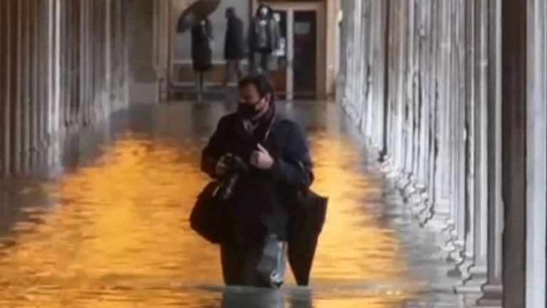 Parts of Venice are flooded after unexpectedly high tide
