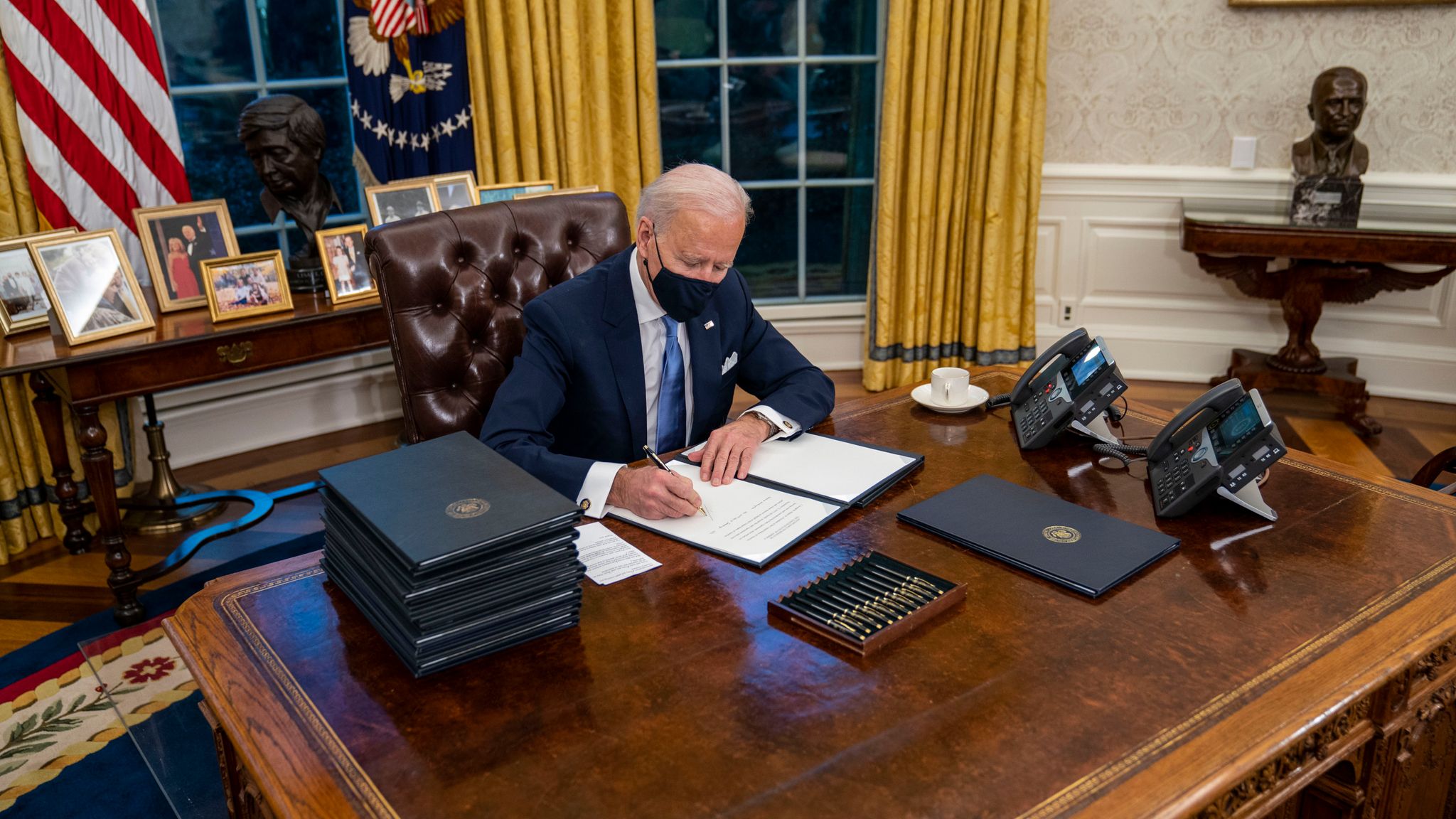 Joe Biden stamps own mark on new-look Oval Office - and there's no sign of  Britain's most famous PM | US News | Sky News