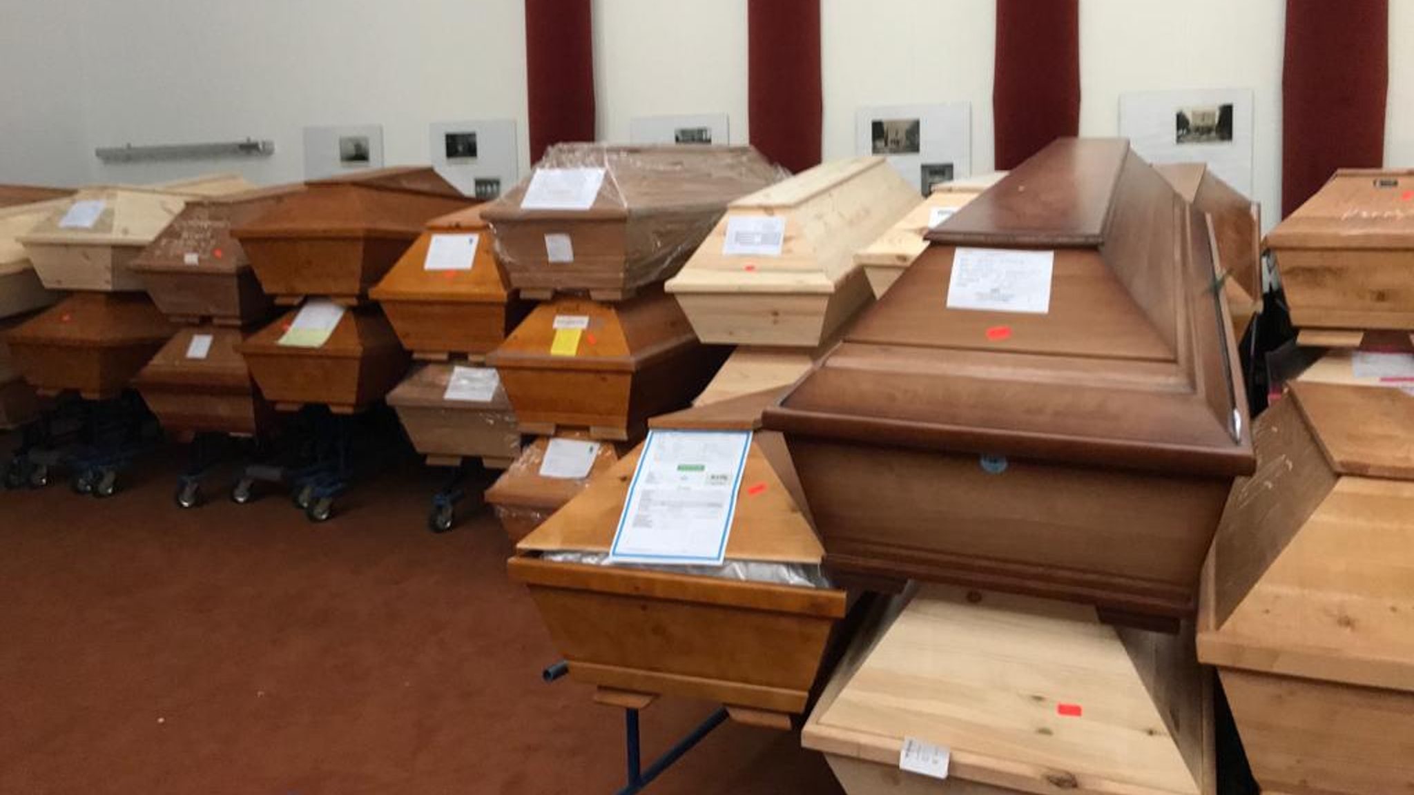 COVID19 Coffins stacked high in crematorium of German town ravaged by