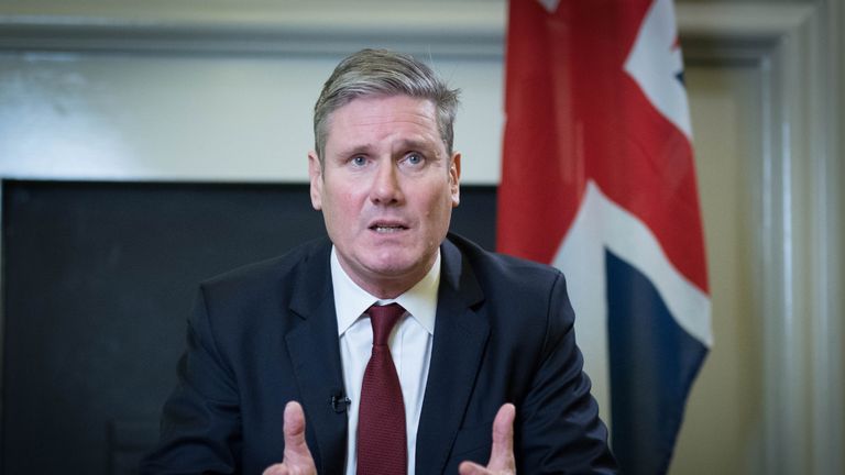 EMBARGOED TO 1800 TUESDAY JANUARY 5 Labour leader Sir Keir Starmer delivers a statement from his office in the House of Commons in central London, in response to the new national lockdowns now in effect across the UK to help curb the spread of coronavirus.