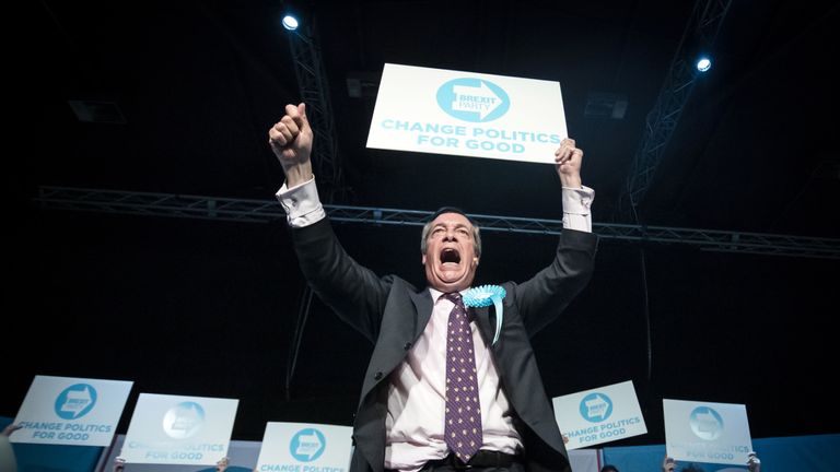File photo dated 11/05/19 of Brexit Party leader Nigel Farage addressing a rally at the Rainton Meadows Arena, while on the European Election campaign trail in Durham. The UK and EU have reached a post-Brexit trade agreement.