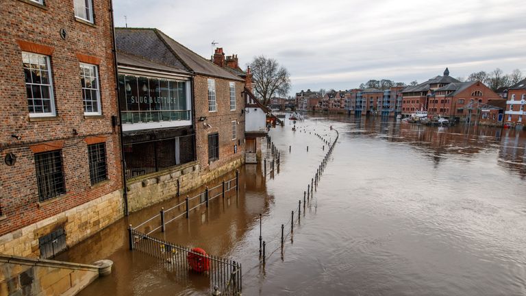 Flooding in York, Yorkshire, after the River Ouse burst its banks. Picture date: Monday January 18, 2021.